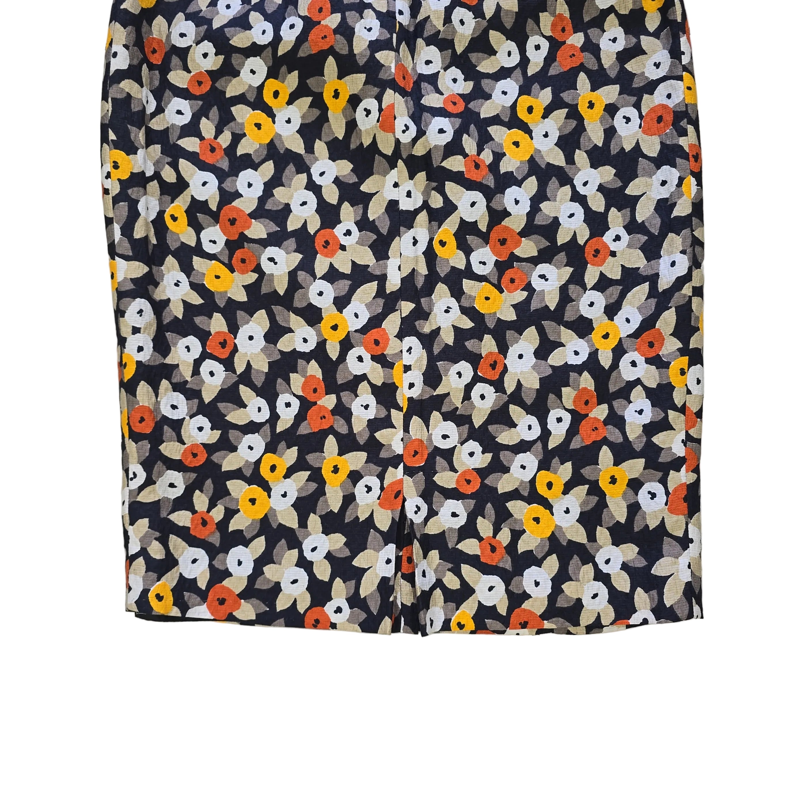 Floral-patterned strapless dress on a light background