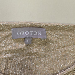Oroton Gold-Beige Metallic Knit Top - Size: International L