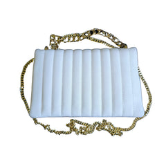 Carvela White Quilted Evening Bag with Gold Chain Straps