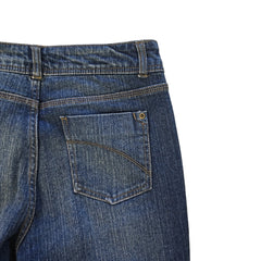 Pair of blue jeans on a light background