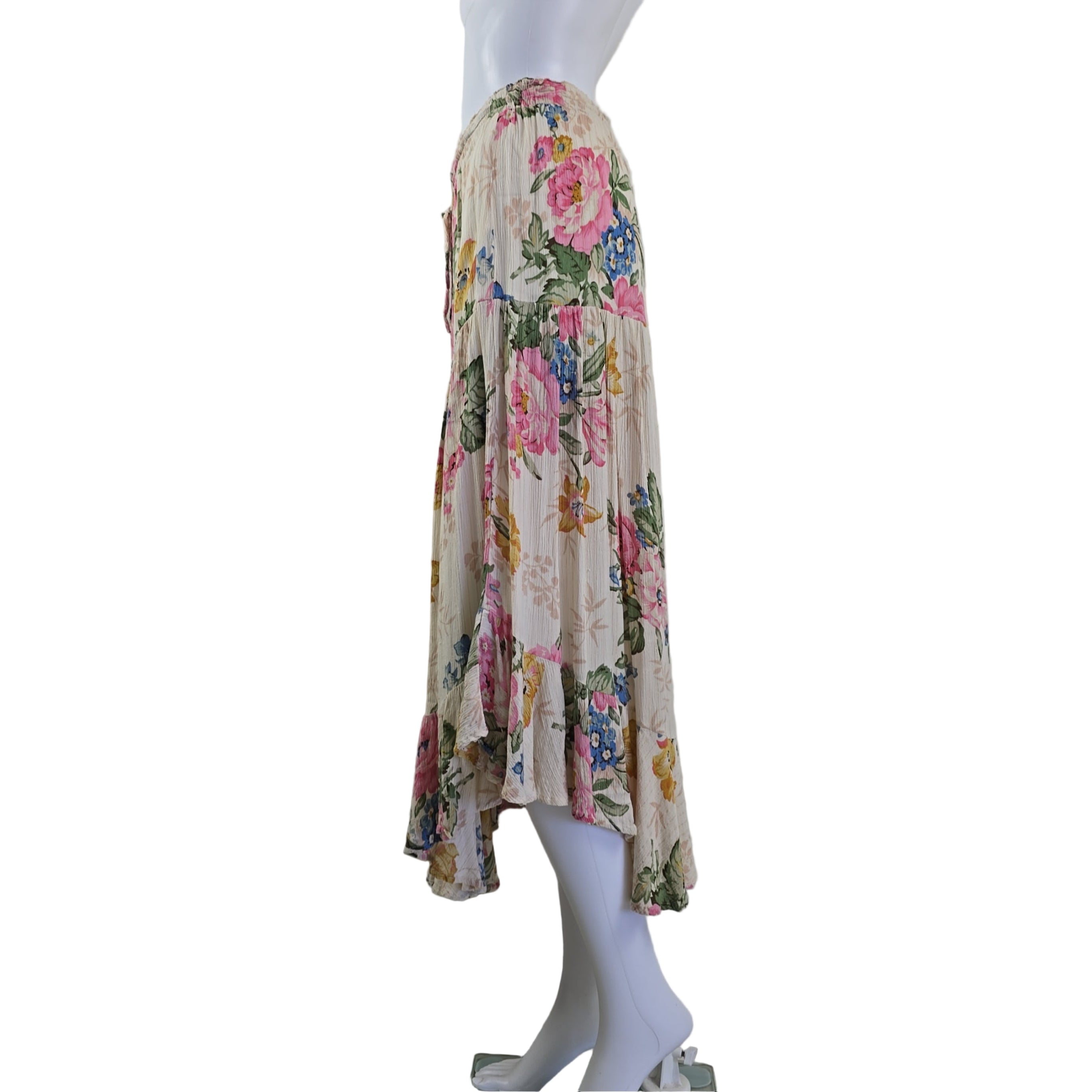 Cream floral skirt on a light background