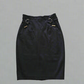 Oroton Black Skirt with Gold Details - Size: AU 8