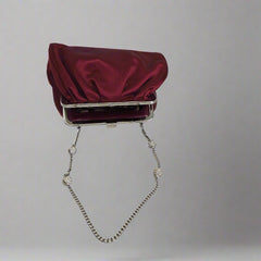 Dolce & Gabbana Red Burgundy Silk Clutch with Swarovski Strap
