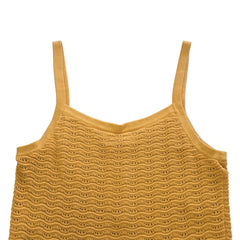 Yellow knitted tank top on a light background