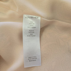 Fabric with a 'Forever New' label on a beige background
