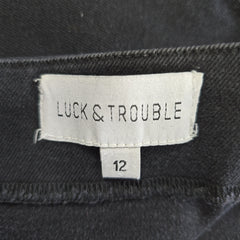 Luck & Trouble Charcoal/Black Denim Skirt - Size AU 12