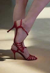 Dolce & Gabbana Red Satin T-Strap Heels – Sophisticated Glamour