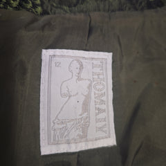 Thomaiy 1990s Olive Green and Black Brocade Fitted Jacket