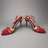 Dolce & Gabbana Red Satin T-Strap Heels – Sophisticated Glamour