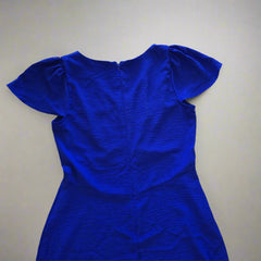 DKNY Cobalt Blue Flutter Sleeve Midi Dress – AU 10