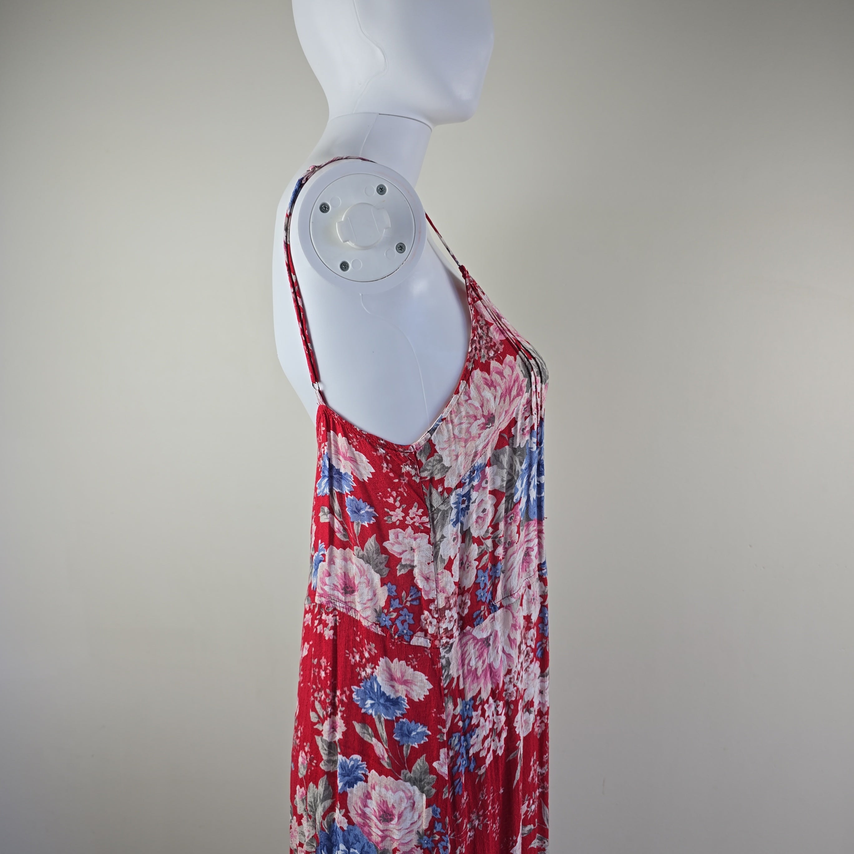 Red floral dress on a light background