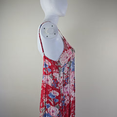 Red floral dress on a light background