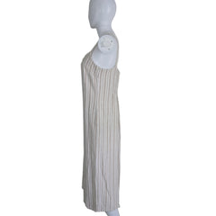 Striped dress with button details on a light background