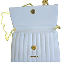 Carvela White Quilted Evening Bag with Gold Chain Straps