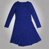 Blue dress on a tiled floor