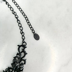 Equip Black Lace Cut Chunky Statement Necklace – Pre-Owned, Excellent Condition