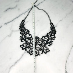 Equip Black Lace Cut Chunky Statement Necklace – Pre-Owned, Excellent Condition