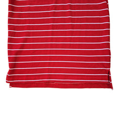 Red and white striped polo shirt on a light background