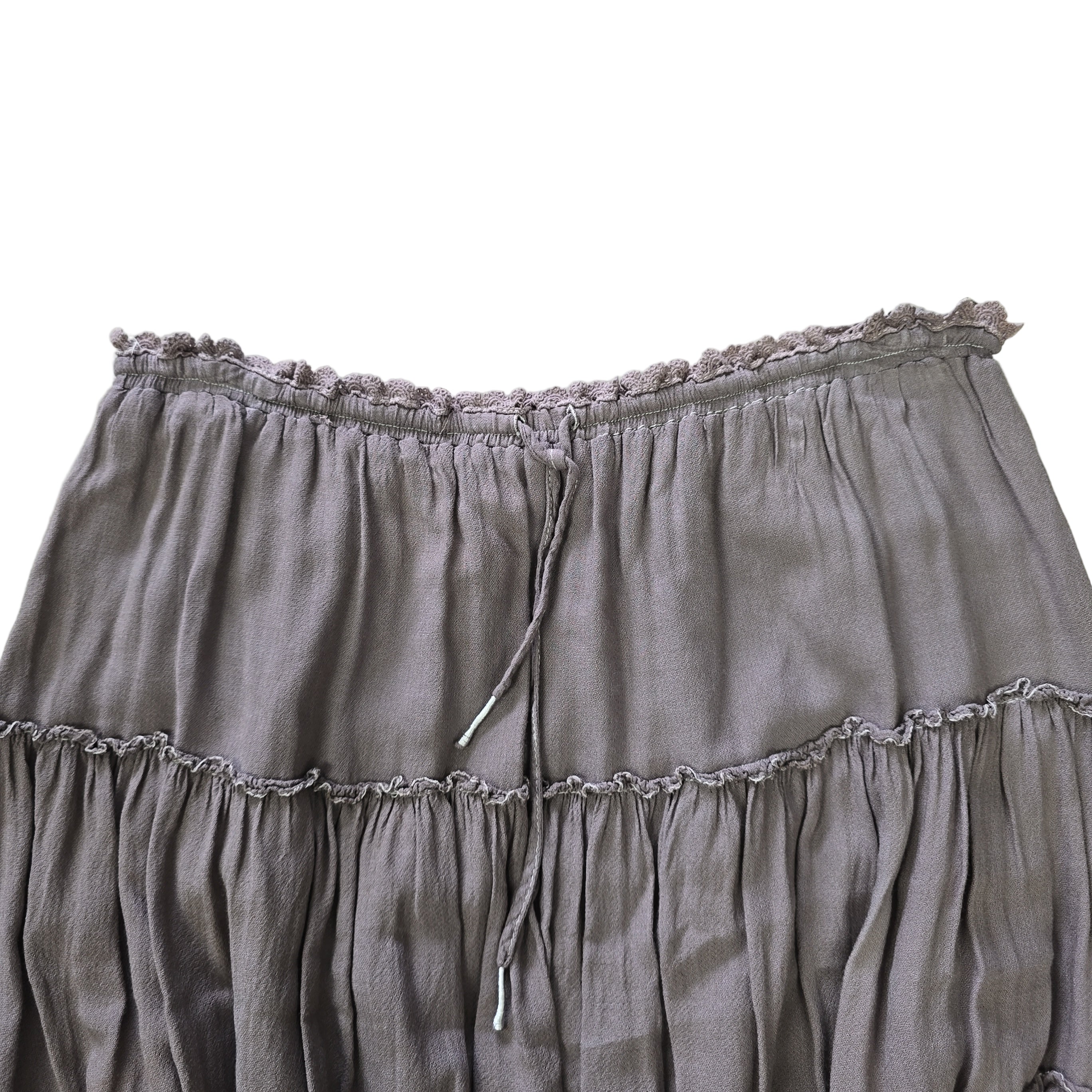 Close-up of a gray ruffled fabric on a light background