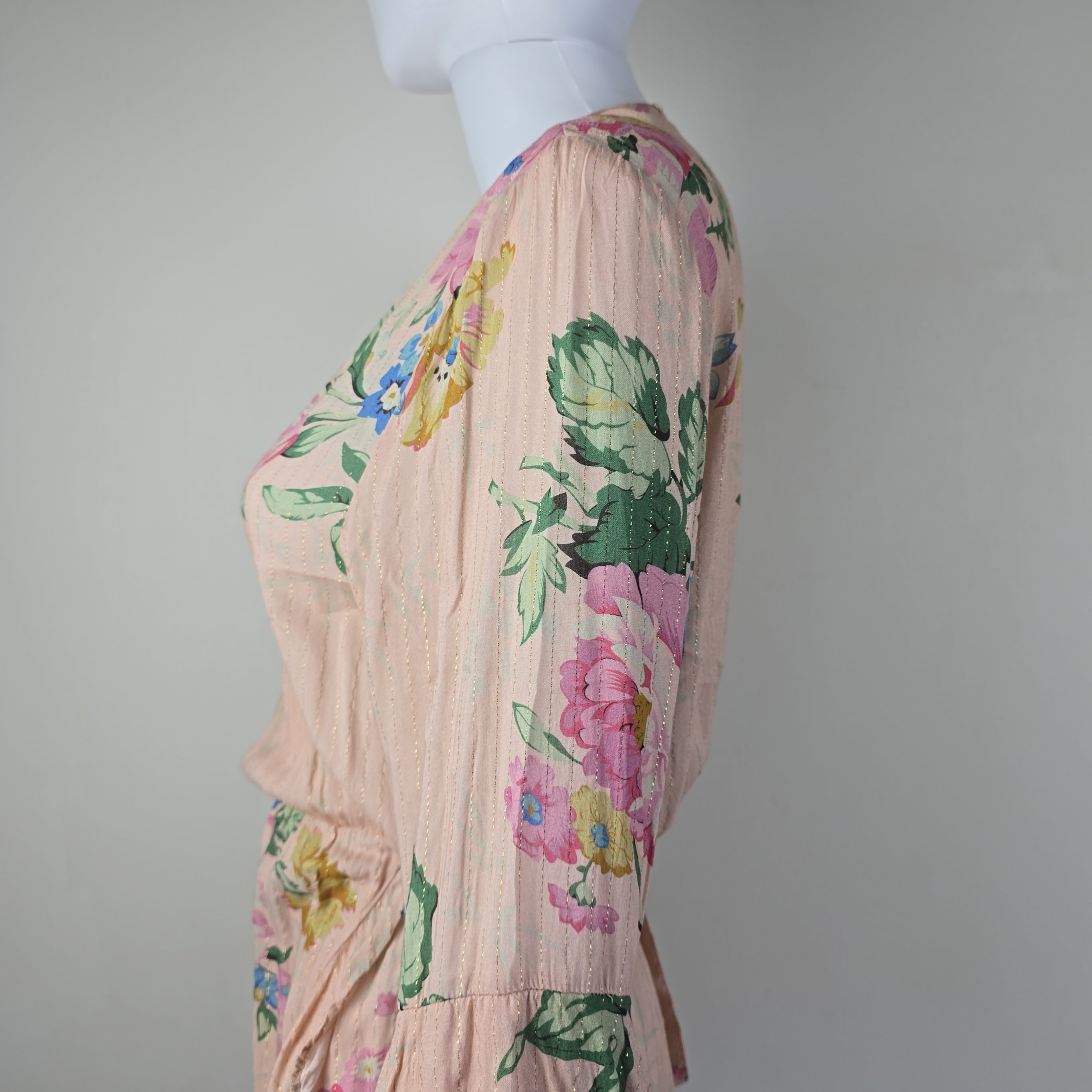 Floral-patterned fabric on a gray background