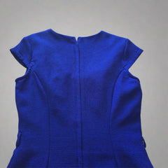 Vintage Cobalt Blue Dress Womens AU 8 Fitted Cocktail Work Formal Cap Sleeve