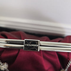 Dolce & Gabbana Red Burgundy Silk Clutch with Swarovski Strap