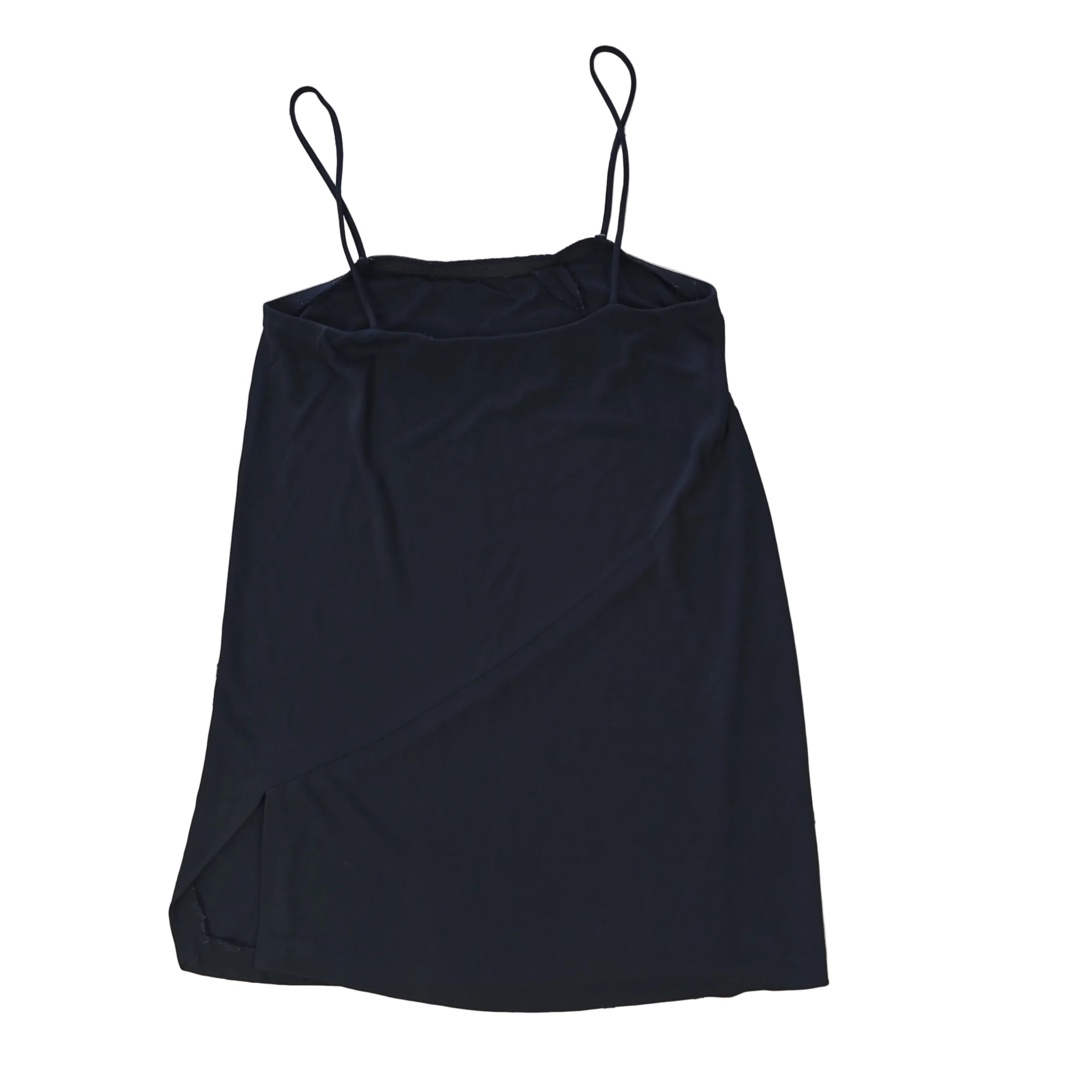 Black mini dress on a light background