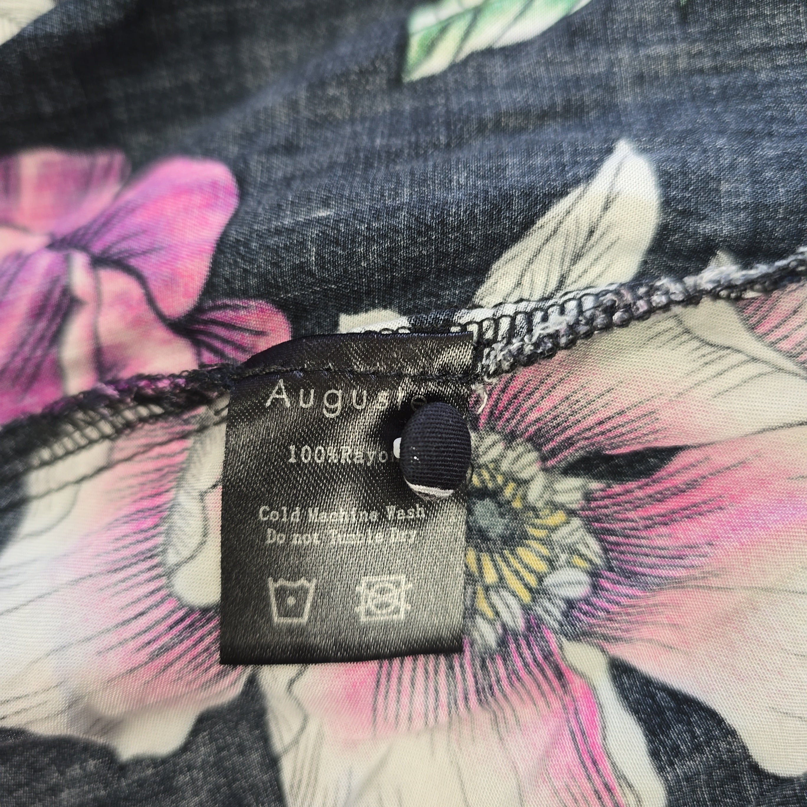 Floral fabric with a label on a fabric background