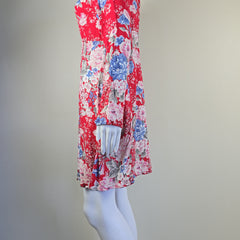 Red floral dress on a light background