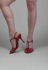 Dolce & Gabbana Red Satin T-Strap Heels – Sophisticated Glamour
