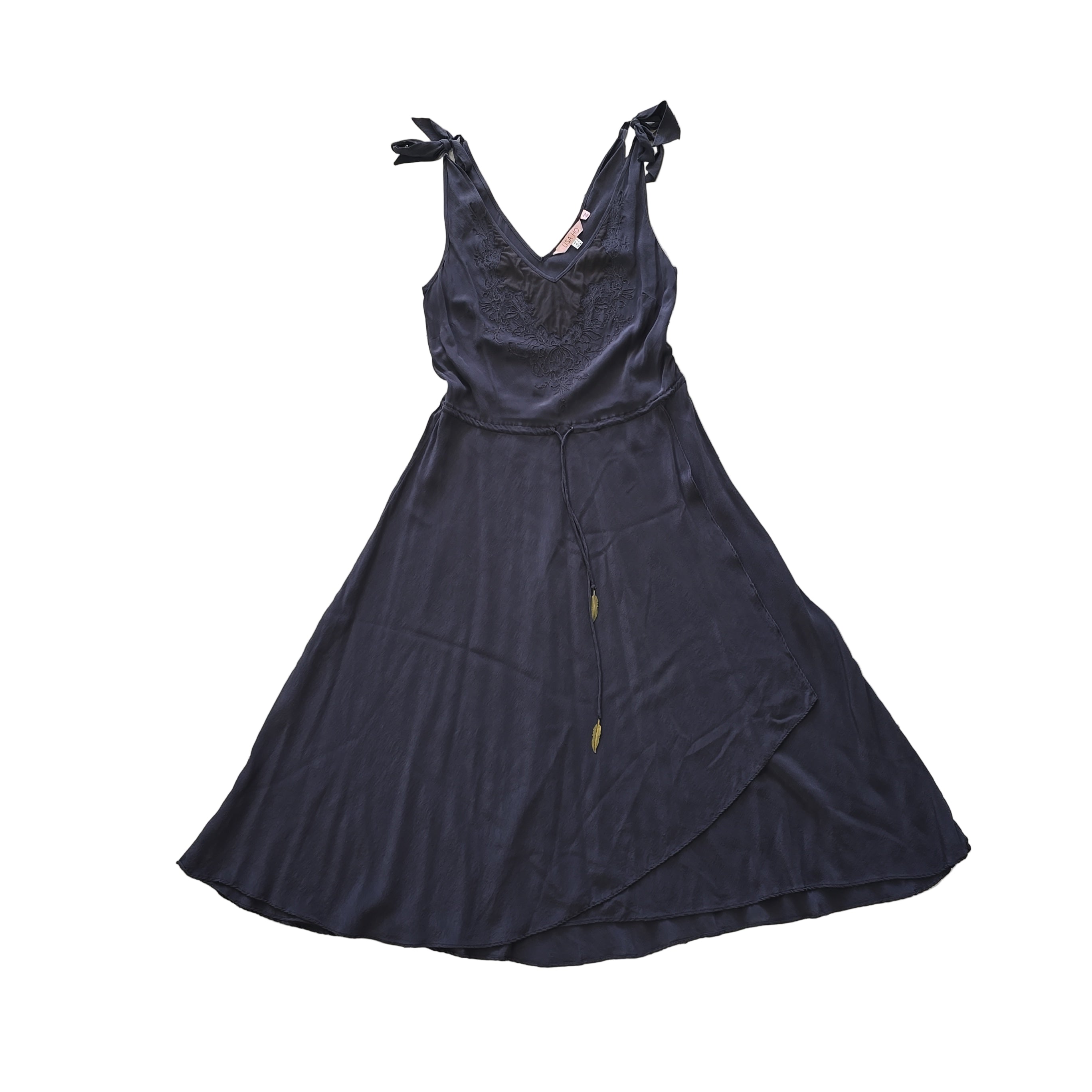 Grey dress on a tiled floor