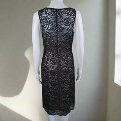BCBG Max Azria Navy & Silver Lace Overlay Dress – Size AU 10