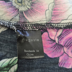 Floral fabric with a 'Auguste' label indicating 'Handmade in China'.