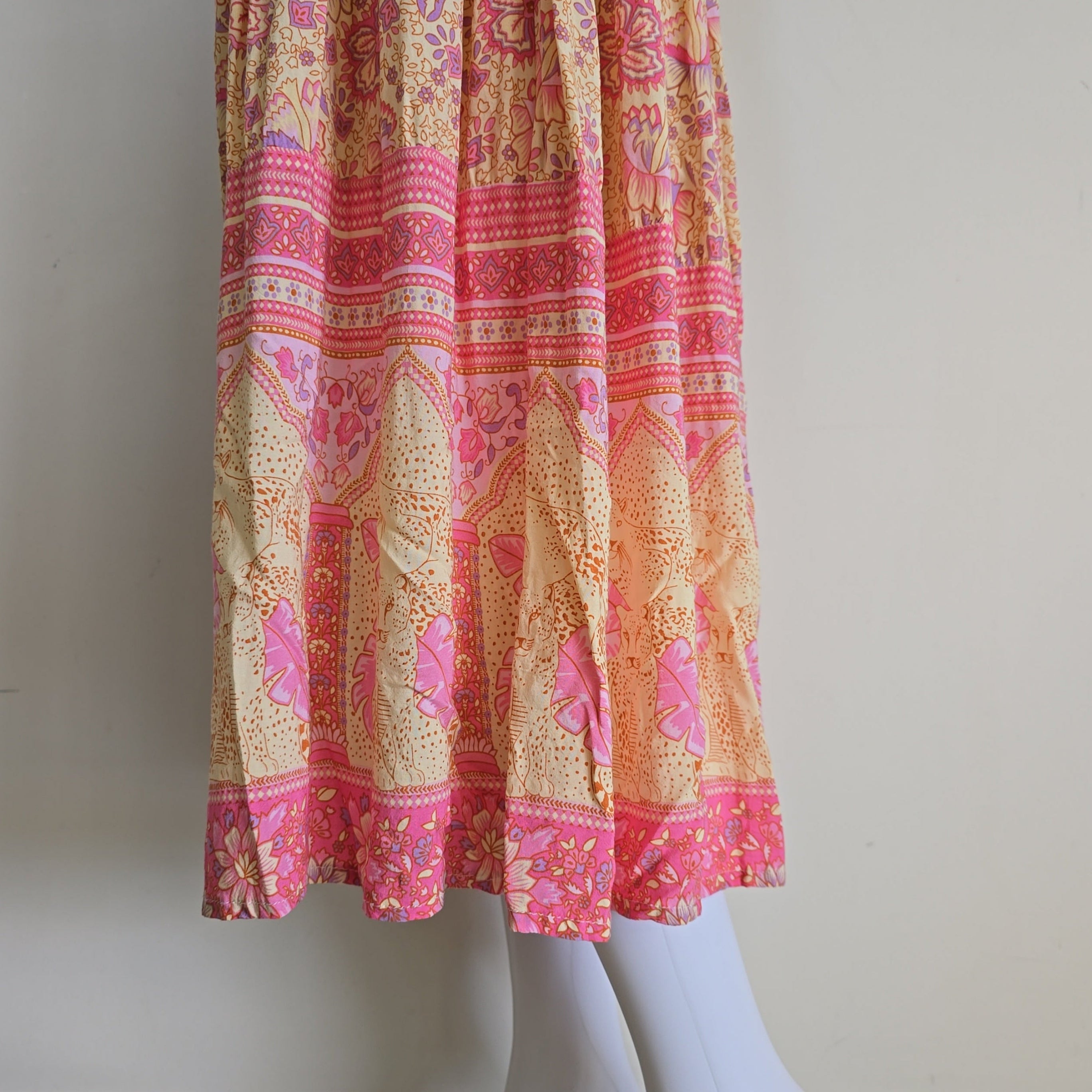Floral patterned skirt on a light background