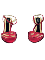 Dolce & Gabbana Red Satin T-Strap Heels – Sophisticated Glamour