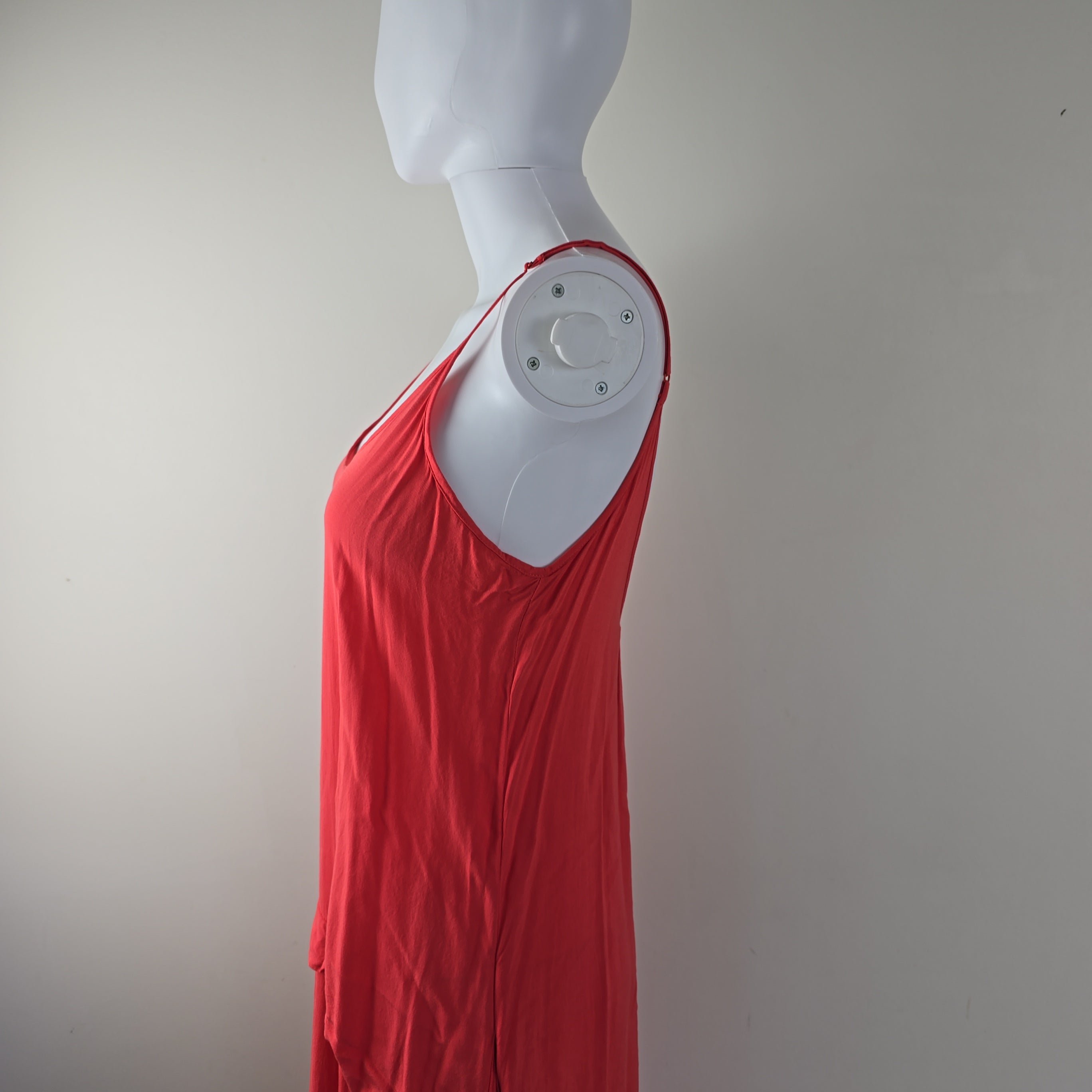 Coral dress on a light background