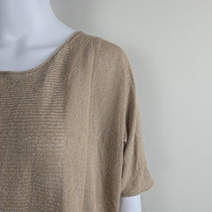 Oroton Gold-Beige Metallic Knit Top - Size: International L