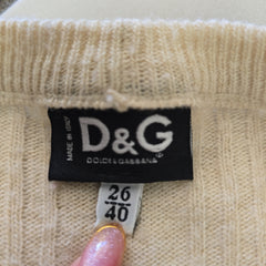 Dolce & Gabbana (D&G) Cream Beige Wool Cardigan - Size: IT 40