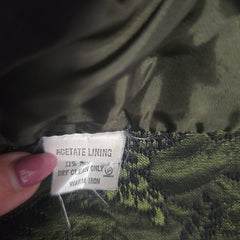 Thomaiy 1990s Olive Green and Black Brocade Fitted Jacket