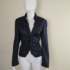 Gerry Weber Navy Lightweight Ruffle Jacket - Size: AU 12