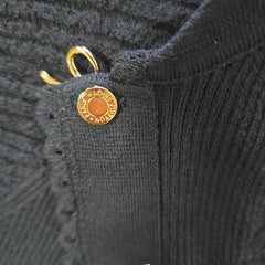 Authentic Louis Vuitton Black Knit Top with Gold Bow – Size M (Stretchy Fit)