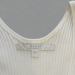 Guess Cream Long-Sleeved Top with Gold Zipper - Size: L