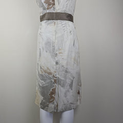 Taifun Collection Cream, Silver and Brown Dress