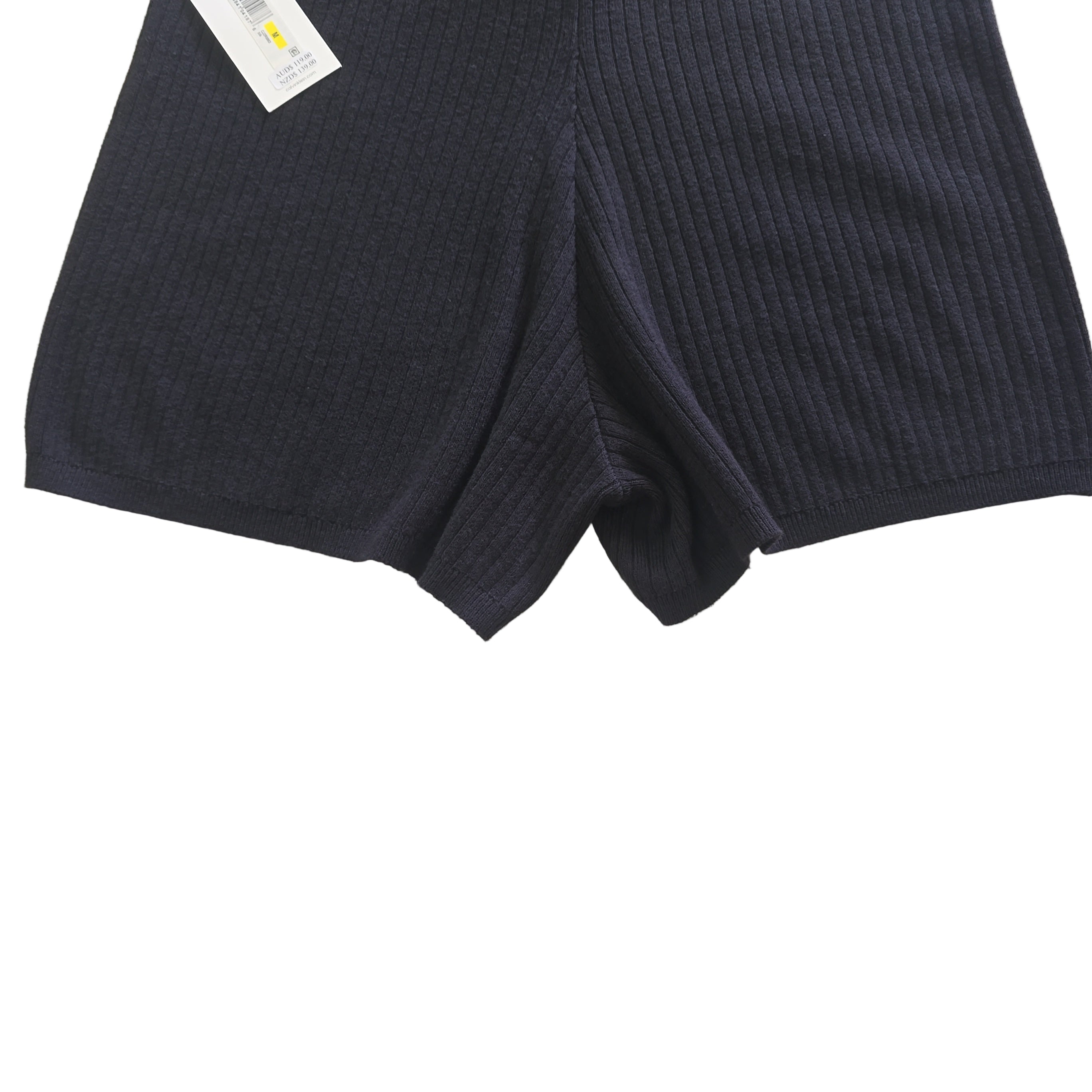 Black Cotton Shorts with a Calvin Klein label on a light background.