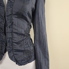 Gerry Weber Navy Lightweight Ruffle Jacket - Size: AU 12