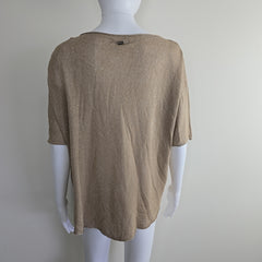 Oroton Gold-Beige Metallic Knit Top - Size: International L