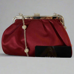 Dolce & Gabbana Red Burgundy Silk Clutch with Swarovski Strap