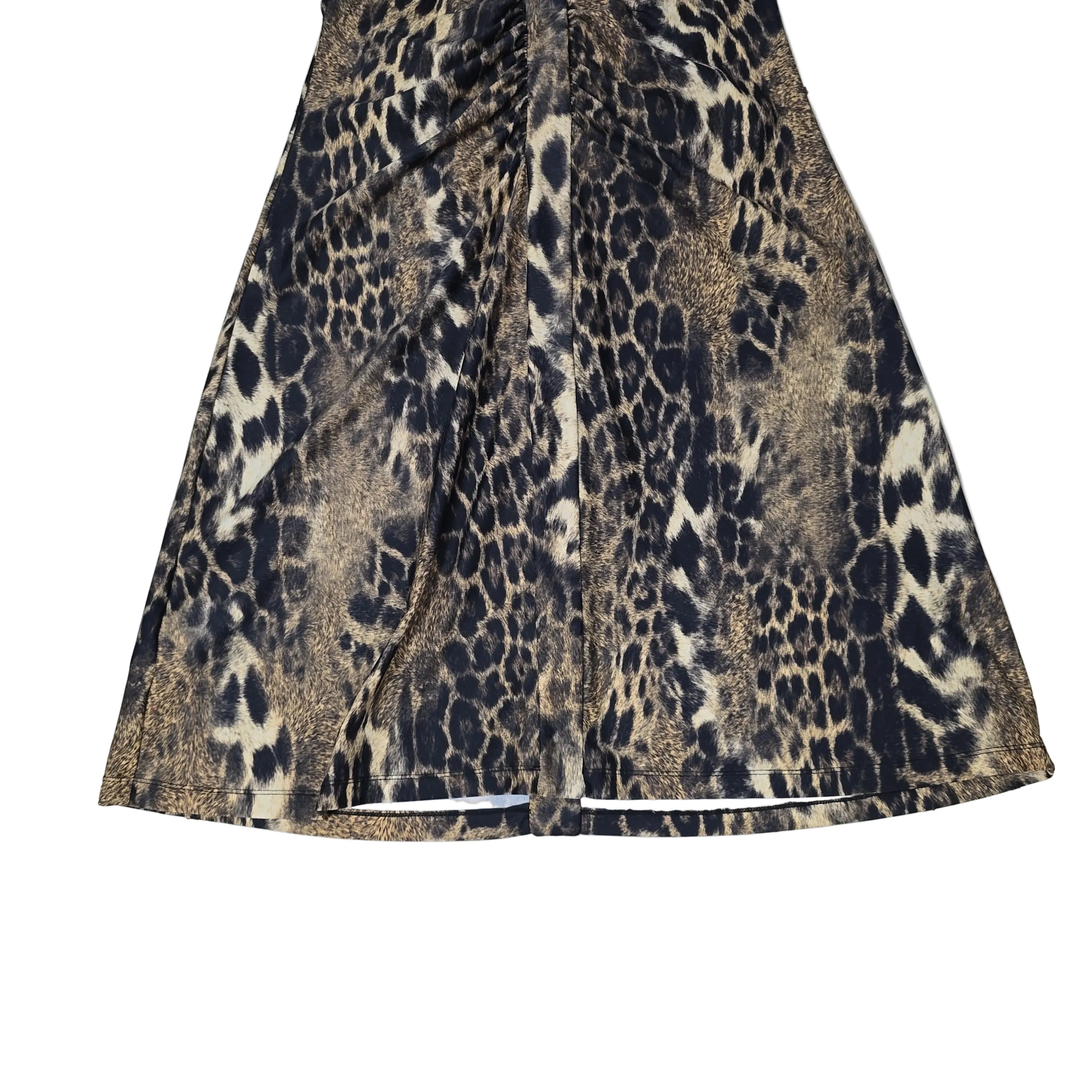 Leopard print dress on a light background