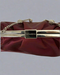 Dolce & Gabbana Red Burgundy Silk Clutch with Swarovski Strap