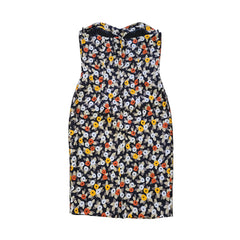 Floral-patterned strapless dress on a light background